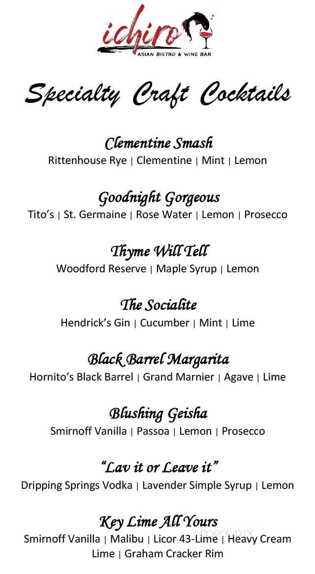 Ichiro Asian Bistro & Wine Bar - Georgetown, TX menu_pic