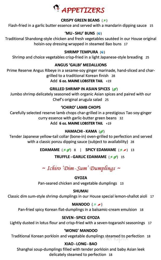 Ichiro Asian Bistro & Wine Bar - Georgetown, TX menu_pic
