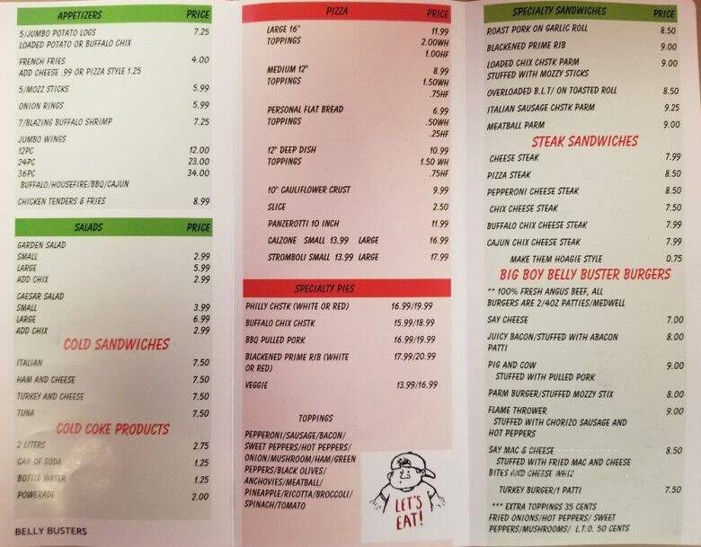 Belly Busters - Cape May Court House, NJ menu_pic