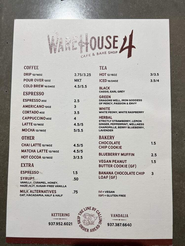 Warehouse 4 - Kettering, OH menu_pic