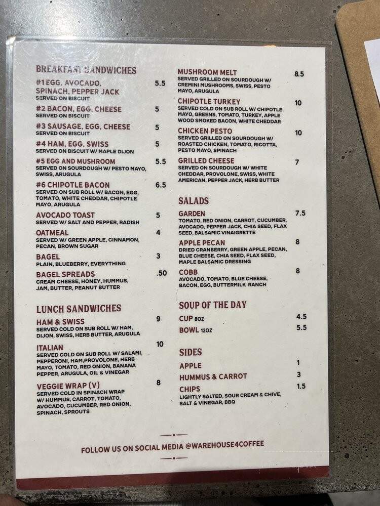 Warehouse 4 - Kettering, OH menu_pic