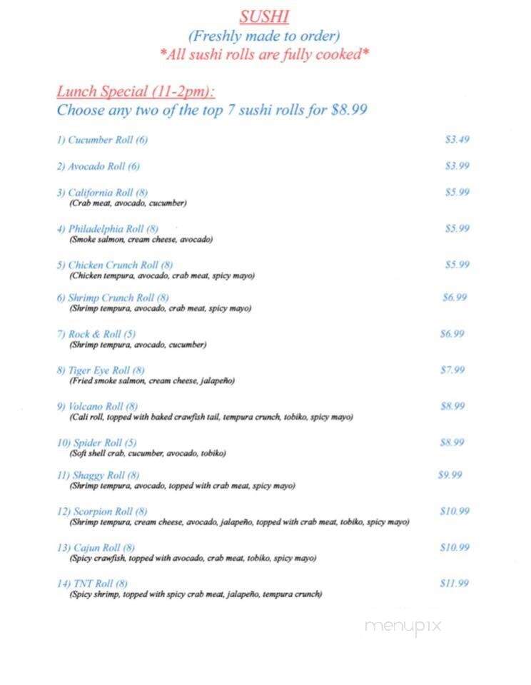 TNT Teriyaki Grill - Kingsland, GA menu_pic