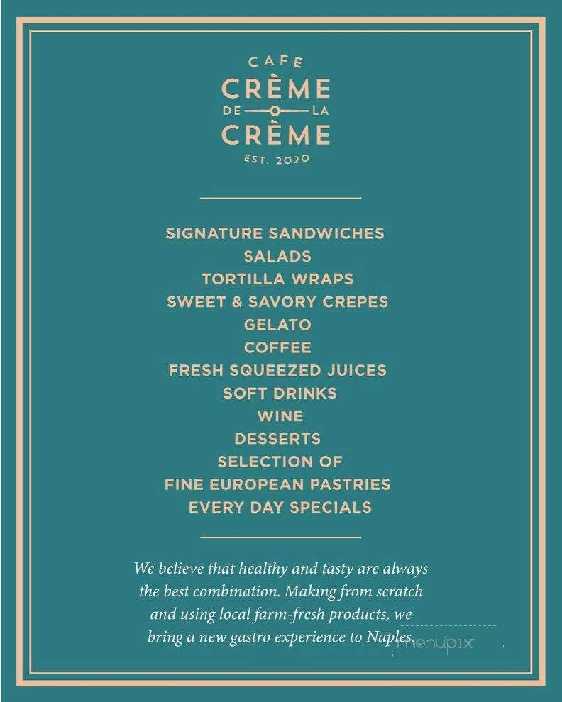 Cafe Creme de la Creme - Naples, FL menu_pic
