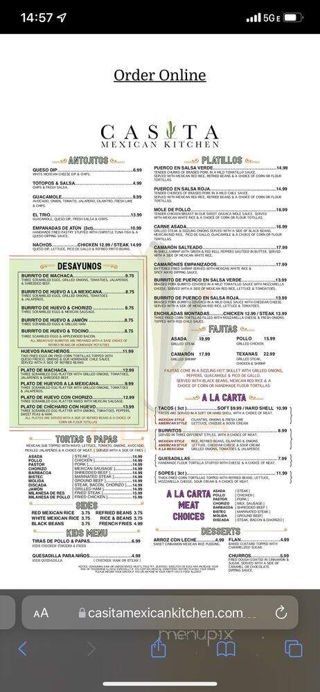 Casita Mexican Kitchen - Marietta, GA menu_pic