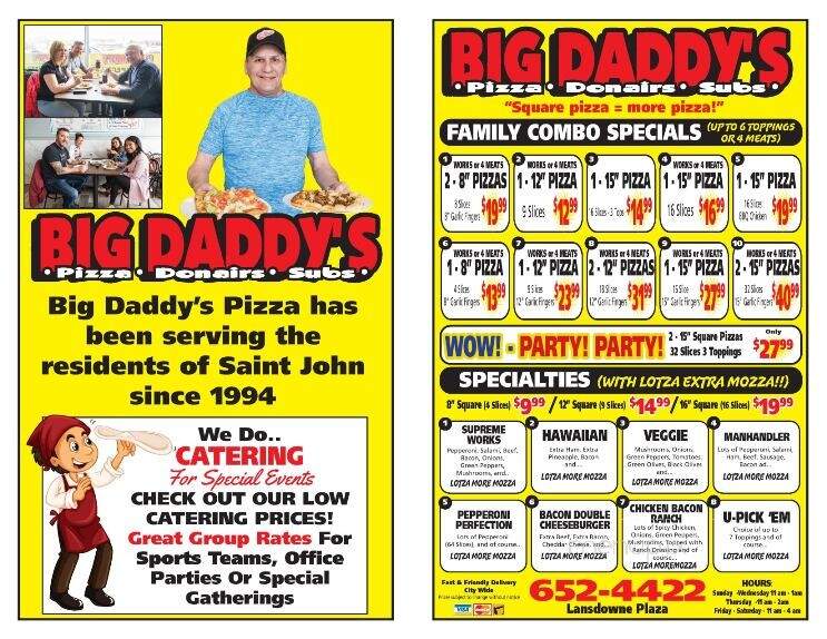Big Daddy's Pizza - Saint John, NB menu_pic