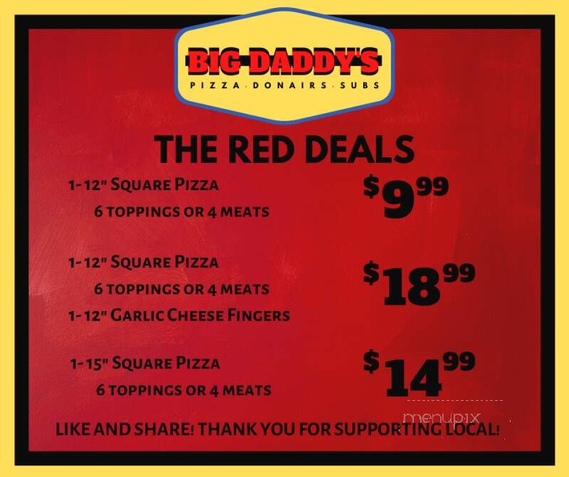 Big Daddy's Pizza - Saint John, NB menu_pic