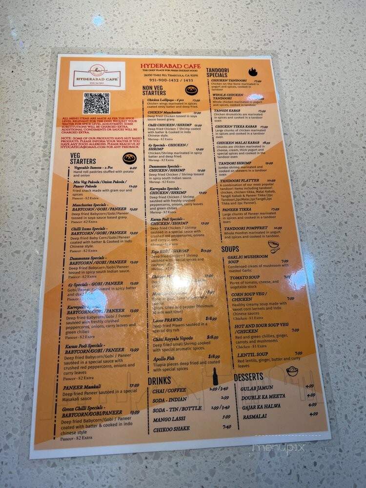 Hyderabad Cafe - Temecula, CA menu_pic