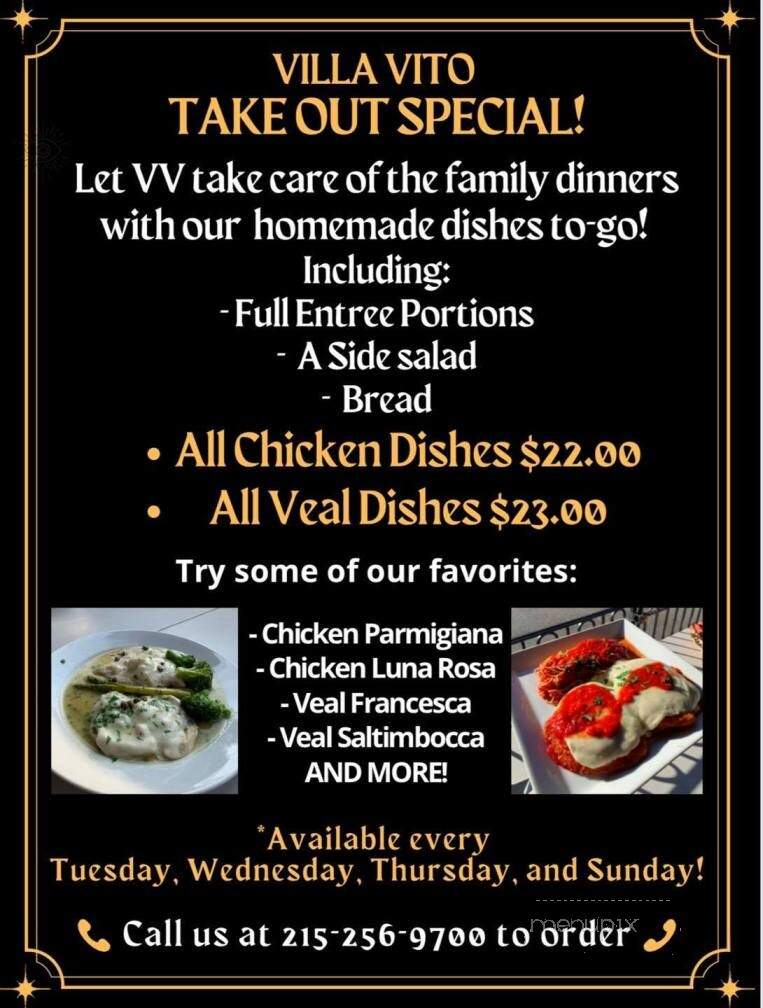 Villa Vito - Harleysville, PA menu_pic