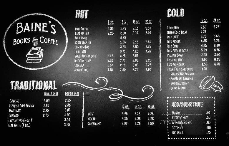 Baine's Books & Coffee - Scottsville, VA menu_pic