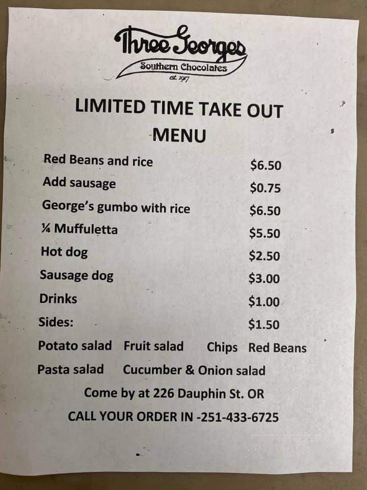Three Georges Candy - Mobile, AL menu_pic