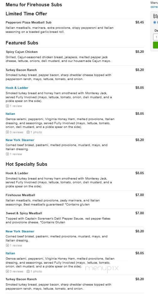 Firehouse Subs - Garner, NC menu_pic