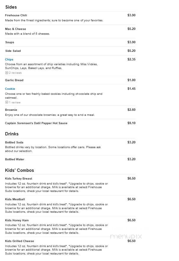 Firehouse Subs - Garner, NC menu_pic