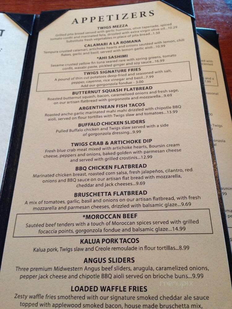 Twigs Bistro and Martini Bar - Kennewick, WA menu_pic