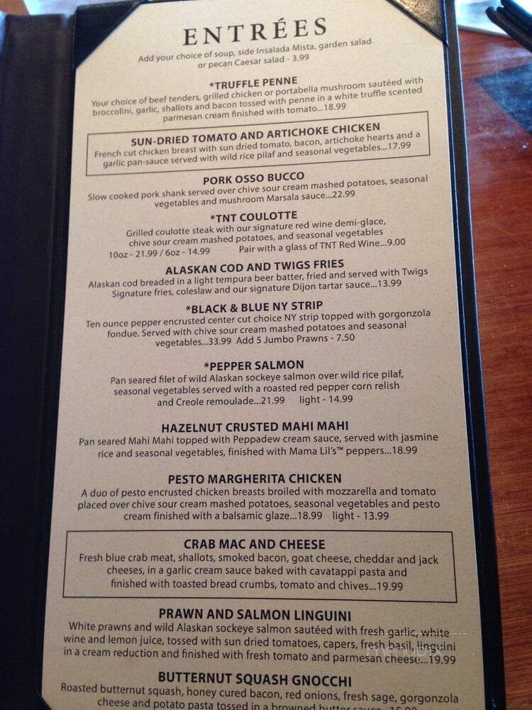 Twigs Bistro and Martini Bar - Kennewick, WA menu_pic