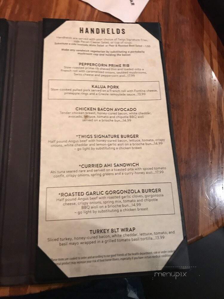 Twigs Bistro and Martini Bar - Kennewick, WA menu_pic