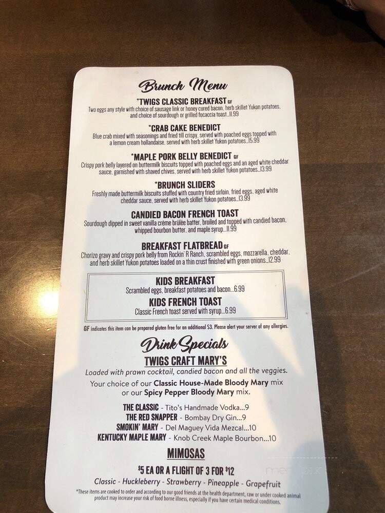 Twigs Bistro and Martini Bar - Kennewick, WA menu_pic