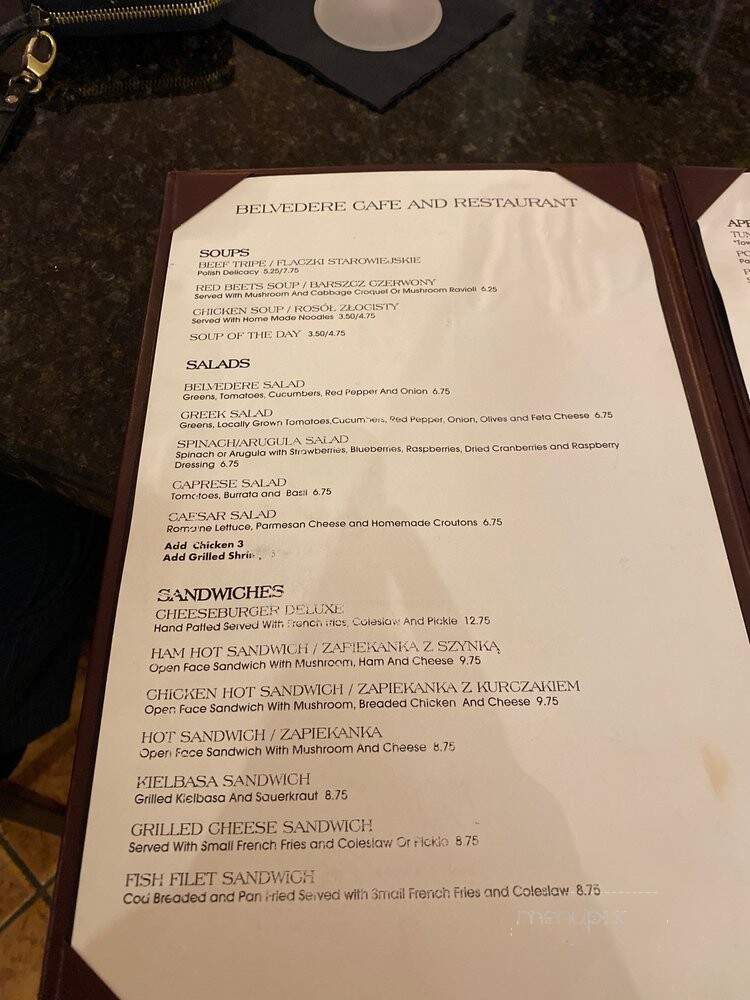 Belvedere Cafe and Restaurant - New Britain, CT menu_pic