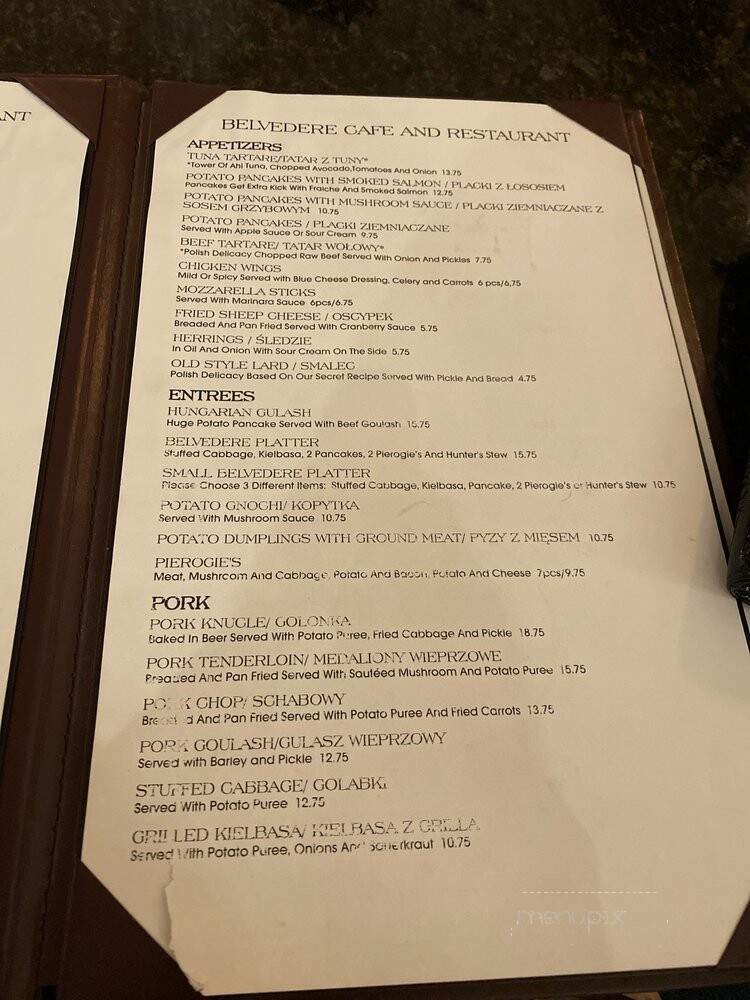 Belvedere Cafe and Restaurant - New Britain, CT menu_pic