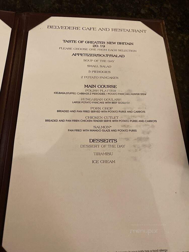 Belvedere Cafe and Restaurant - New Britain, CT menu_pic