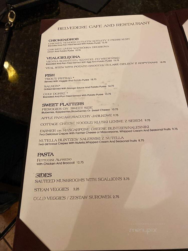 Belvedere Cafe and Restaurant - New Britain, CT menu_pic