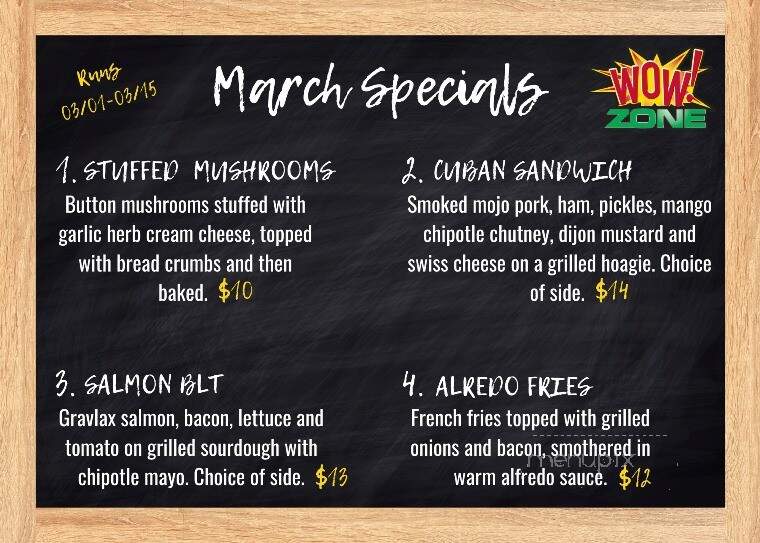 Wow!Zone - Mankato, MN menu_pic