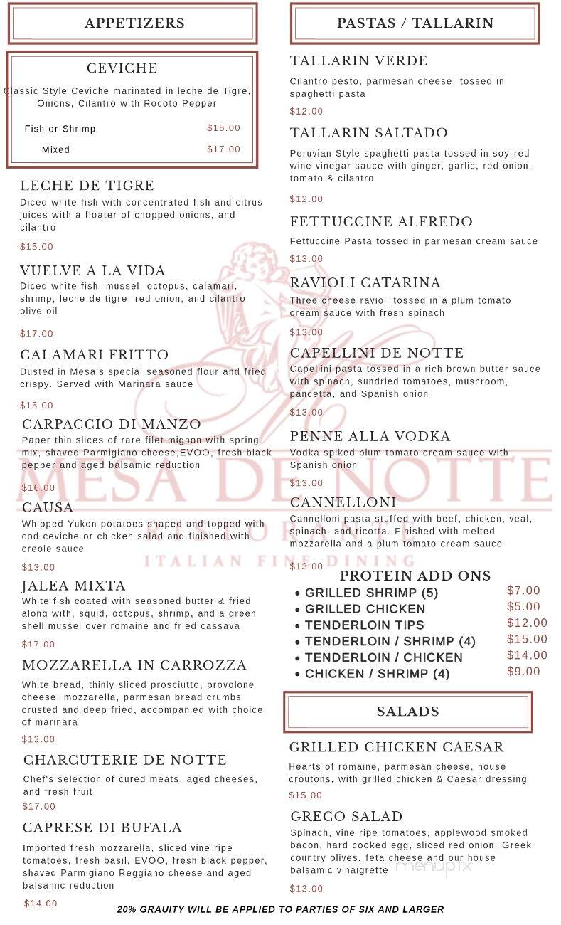Mesa De Notte - Ocala, FL menu_pic
