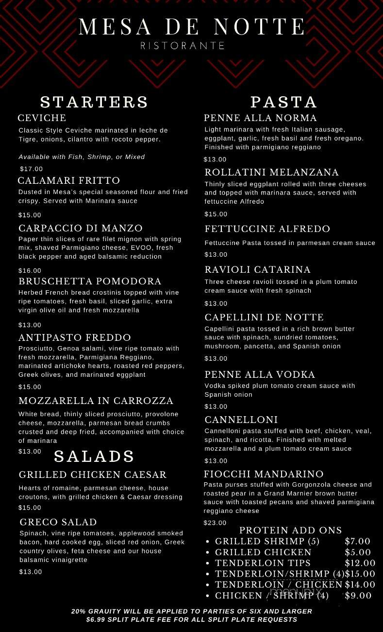 Mesa De Notte - Ocala, FL menu_pic