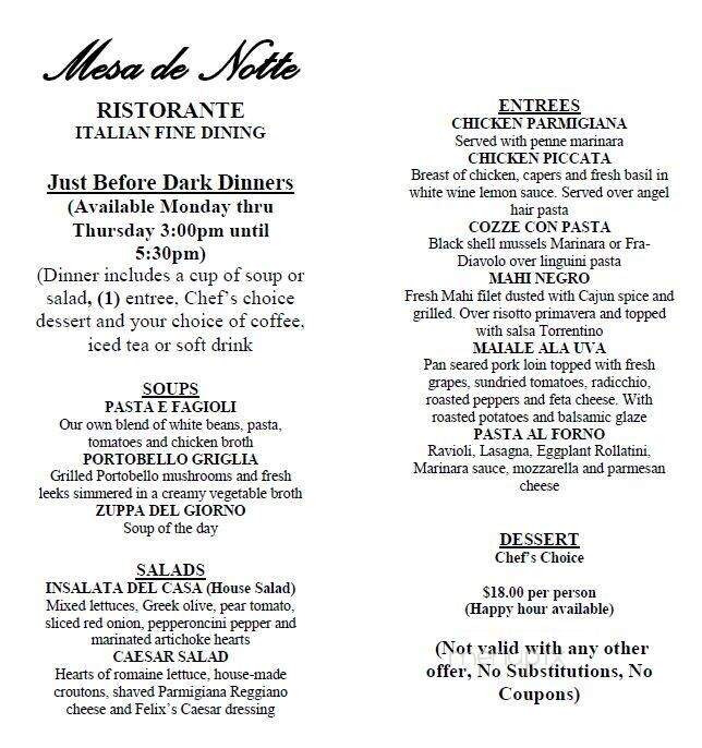 Mesa De Notte - Ocala, FL menu_pic