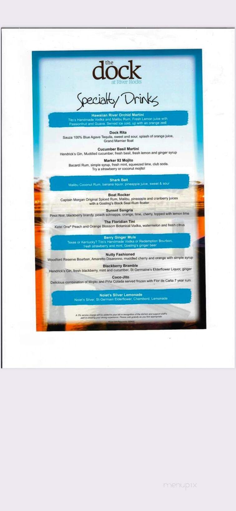 The Dock at River Rocks - Rockledge, FL menu_pic