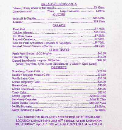 Butterfingers, a Dessert Shop & Delicatessen - Highland, IN menu_pic