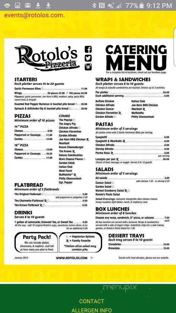 Rotolo's Pizza - Reserve, LA menu_pic