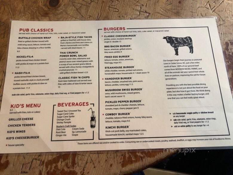 Wooden Nickel Pub - Hillsborough, NC menu_pic