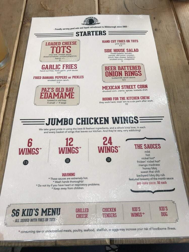 Wooden Nickel Pub - Hillsborough, NC menu_pic
