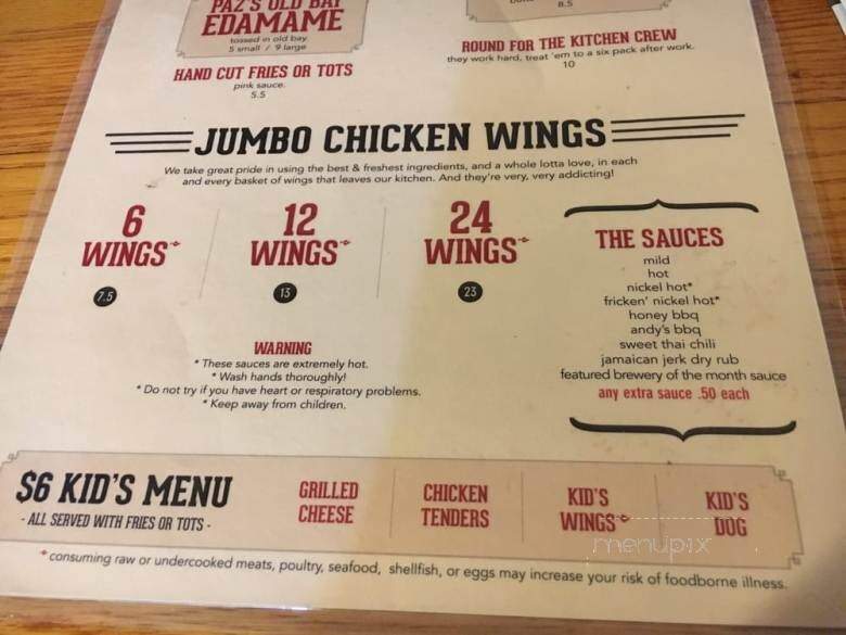 Wooden Nickel Pub - Hillsborough, NC menu_pic