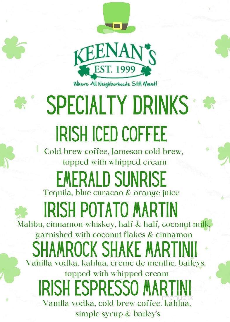 Keenan's Irish Pub - North Wildwood, NJ menu_pic
