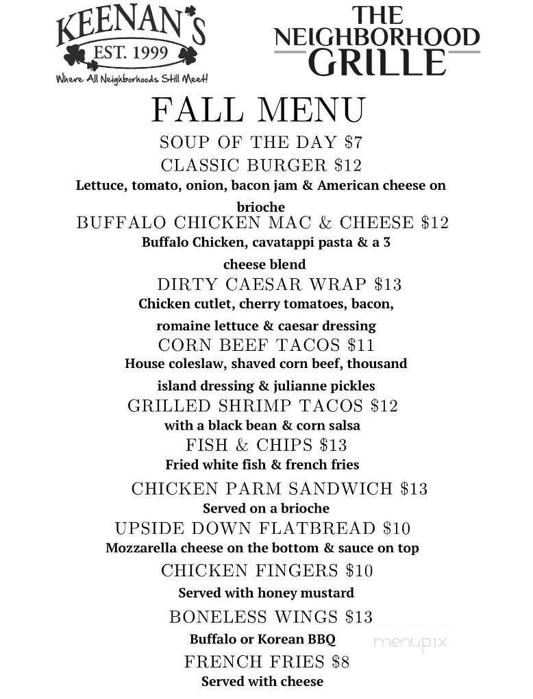 Keenan's Irish Pub - North Wildwood, NJ menu_pic