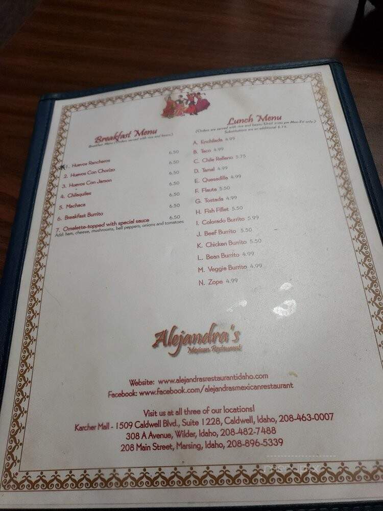 Alejandro's - Marsing, ID menu_pic