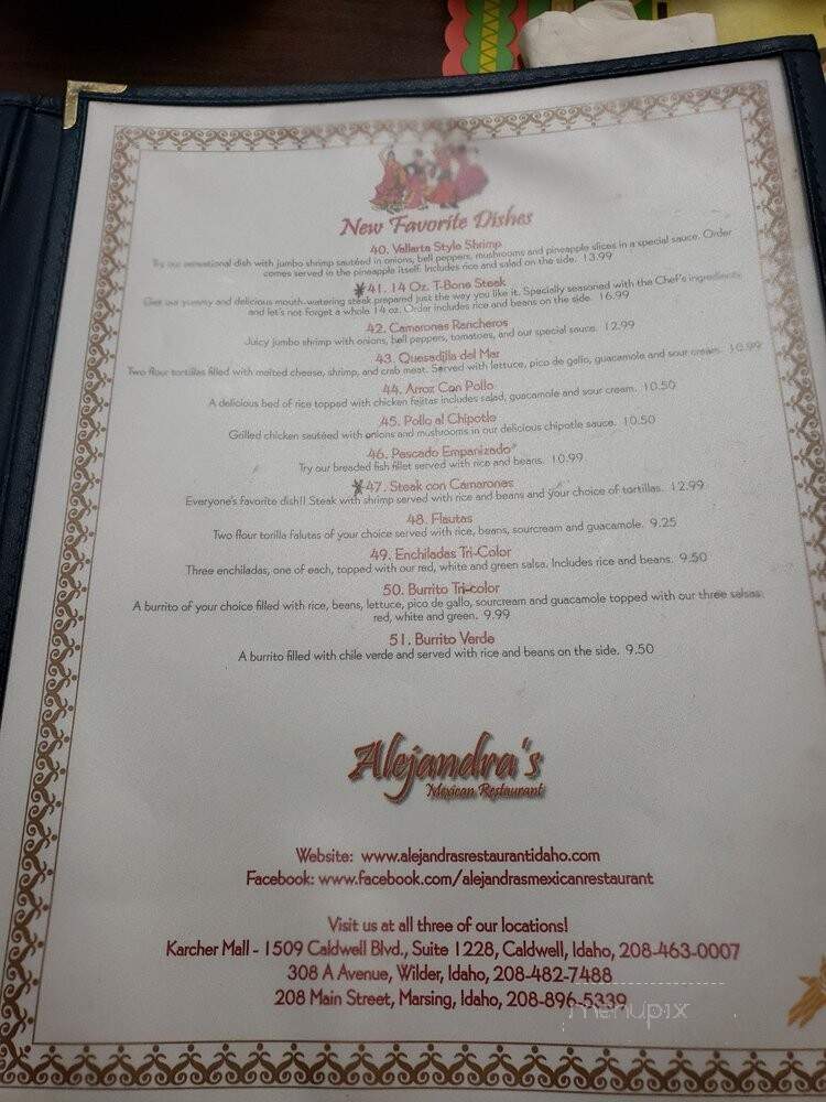 Alejandro's - Marsing, ID menu_pic