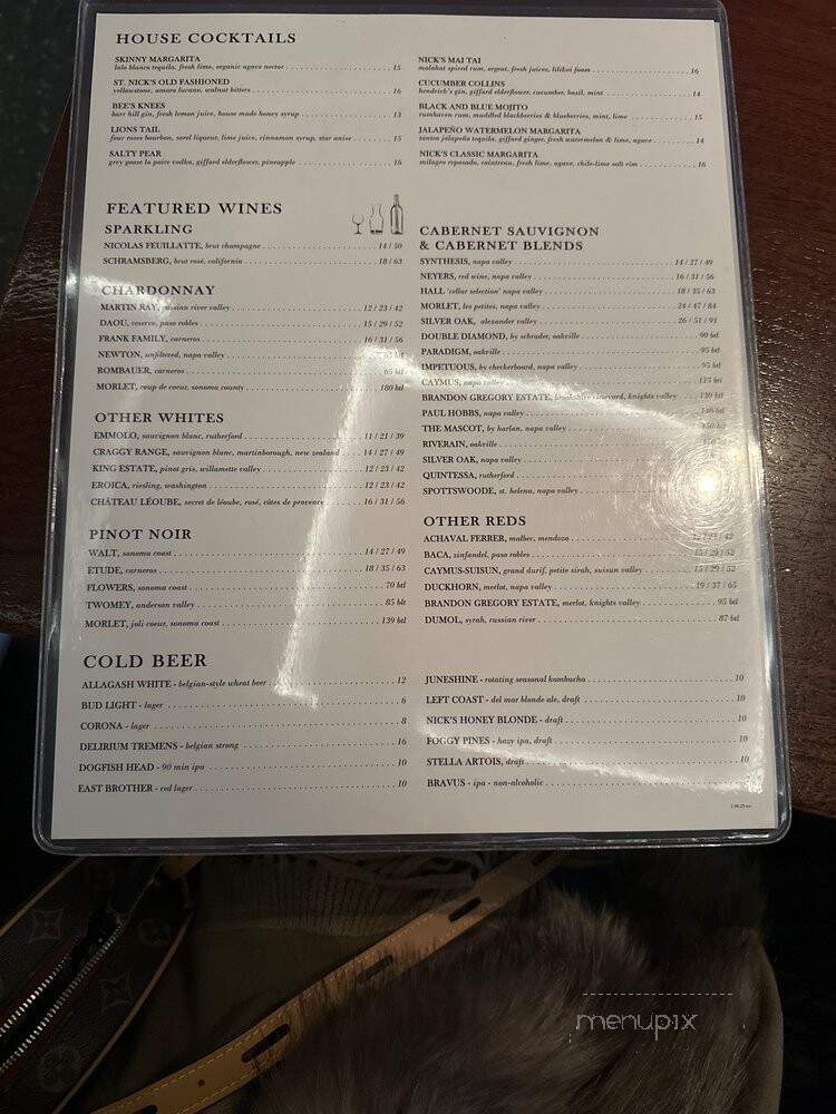 Nick's San Clemente - San Clemente, CA menu_pic