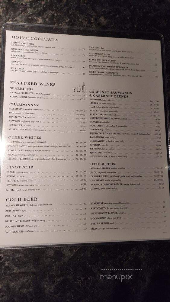 Nick's San Clemente - San Clemente, CA menu_pic