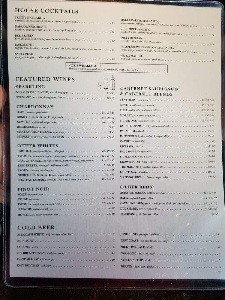 Nick's San Clemente - San Clemente, CA menu_pic