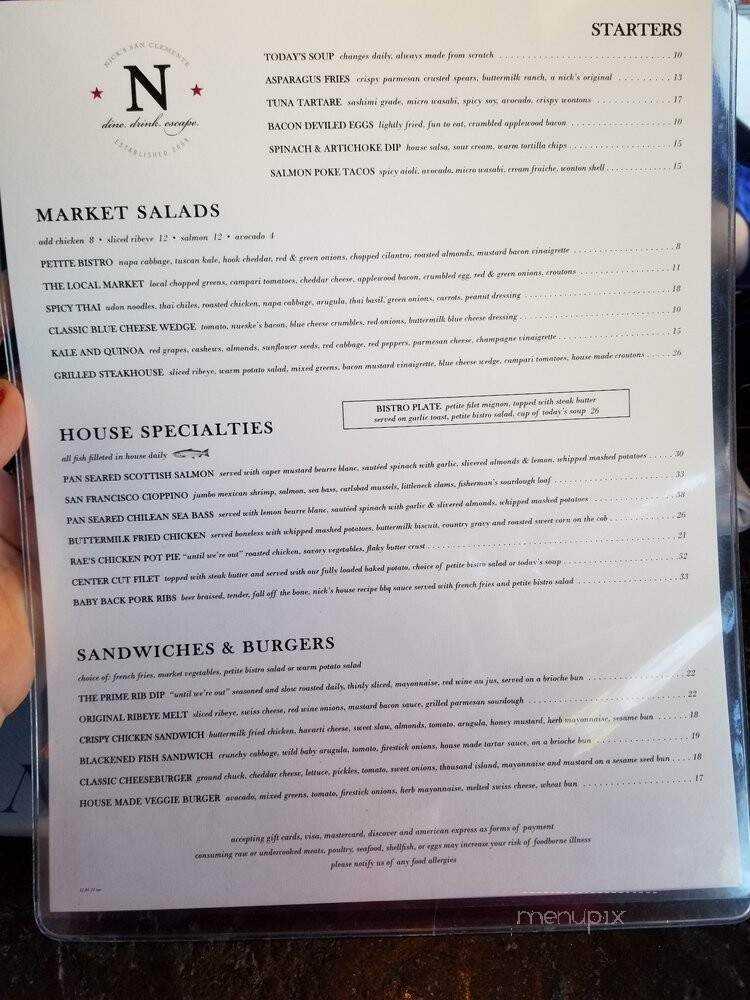 Nick's San Clemente - San Clemente, CA menu_pic