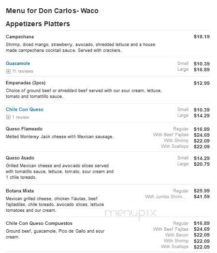 Don Carlos - Waco, TX menu_pic