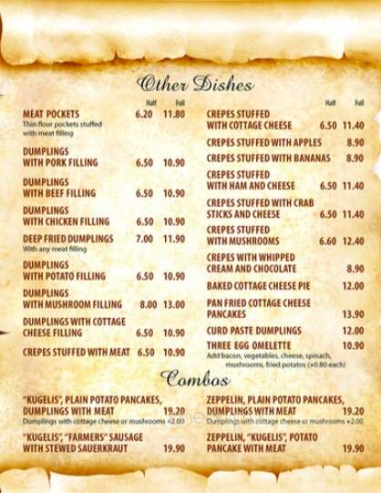 Cafe Smilga - Darien, IL menu_pic