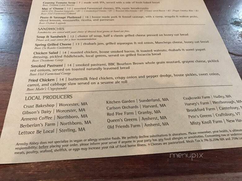 Armsby Abbey - Worcester, MA menu_pic