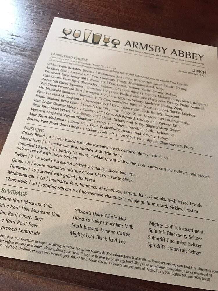 Armsby Abbey - Worcester, MA menu_pic