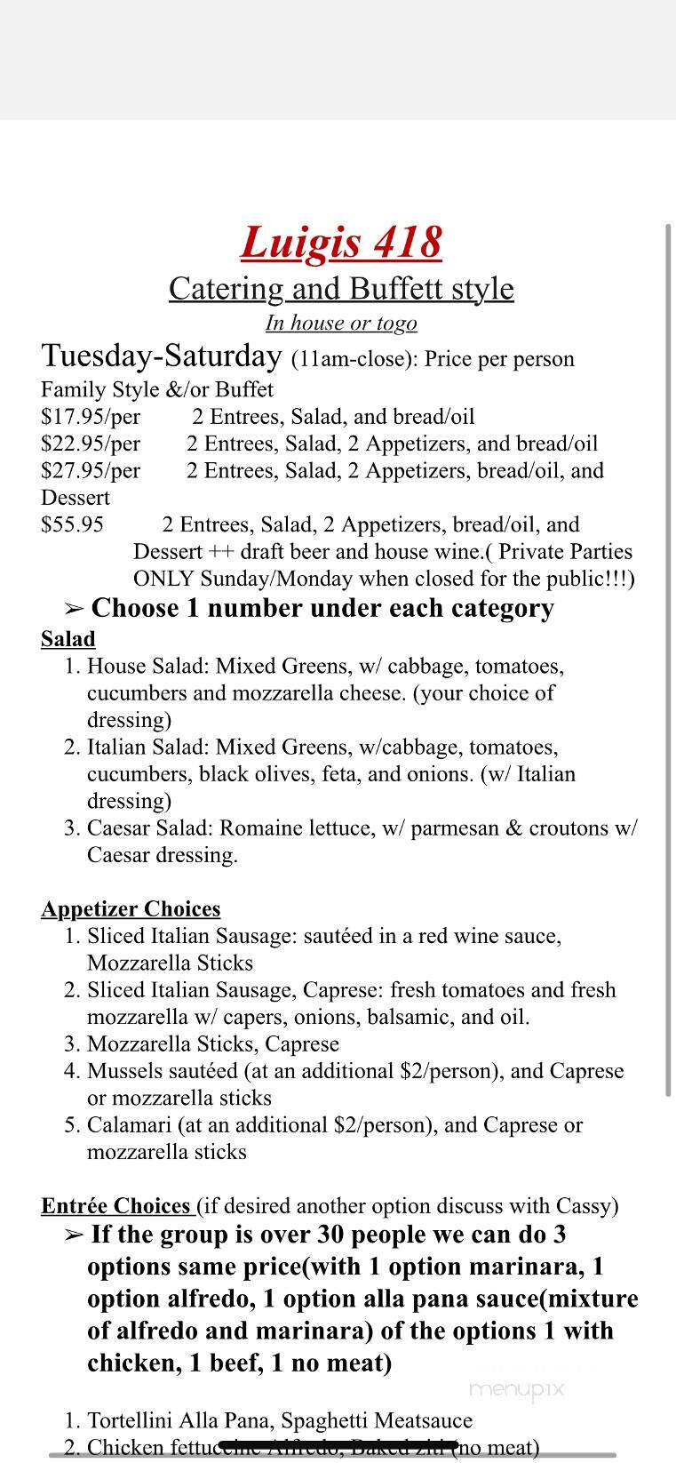 Luigi's Italian Resturant - Leavenworth, KS menu_pic