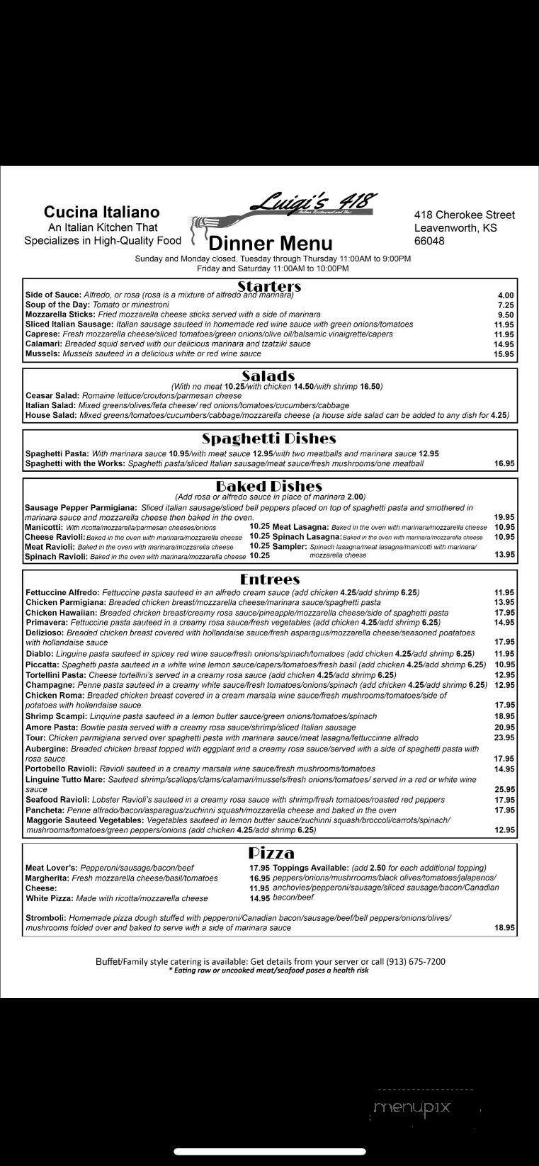 Luigi's Italian Resturant - Leavenworth, KS menu_pic