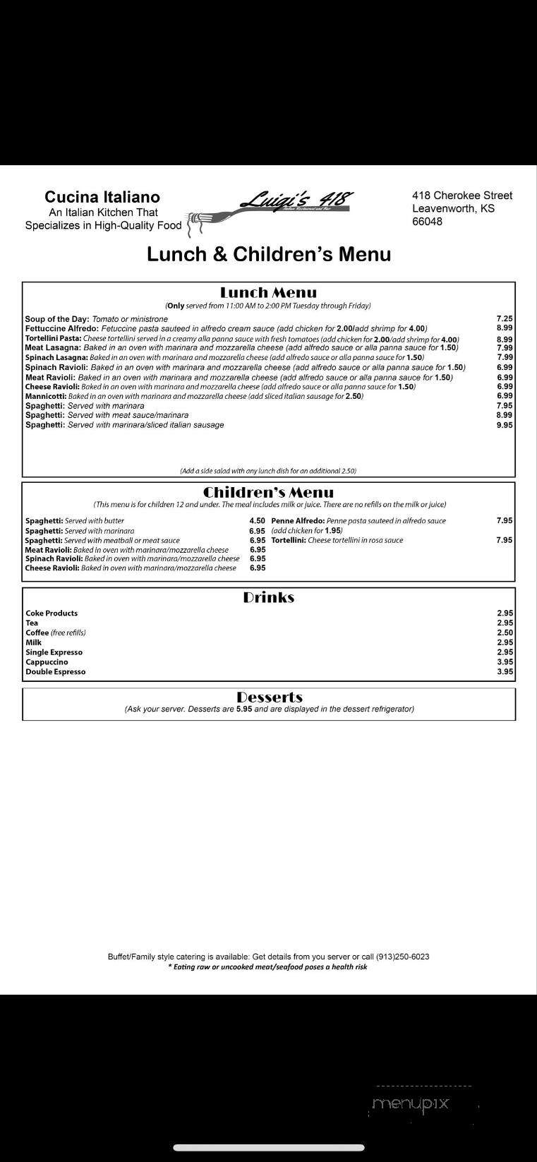 Luigi's Italian Resturant - Leavenworth, KS menu_pic
