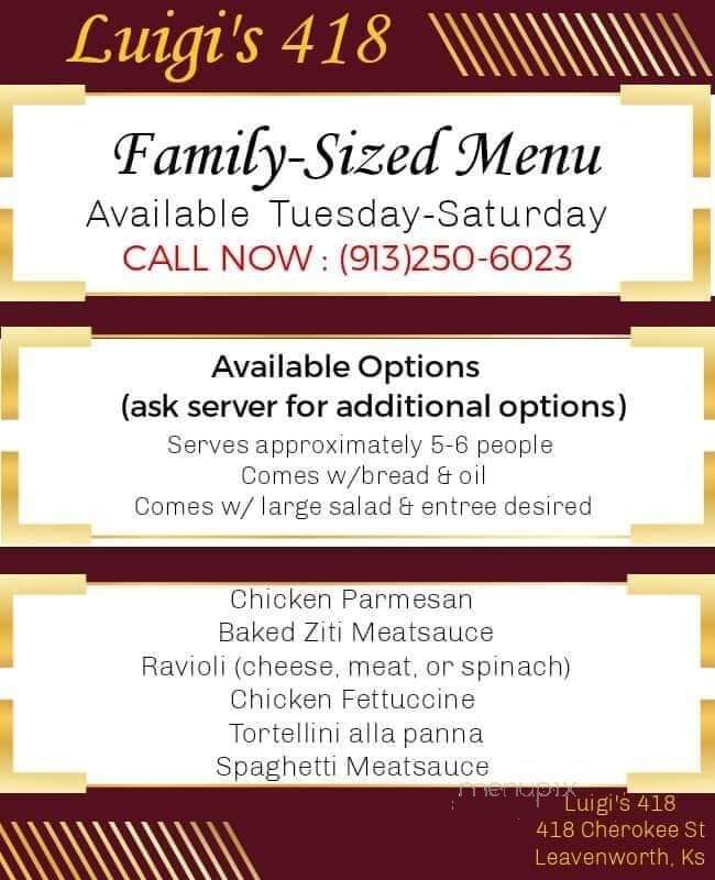 Luigi's Italian Resturant - Leavenworth, KS menu_pic